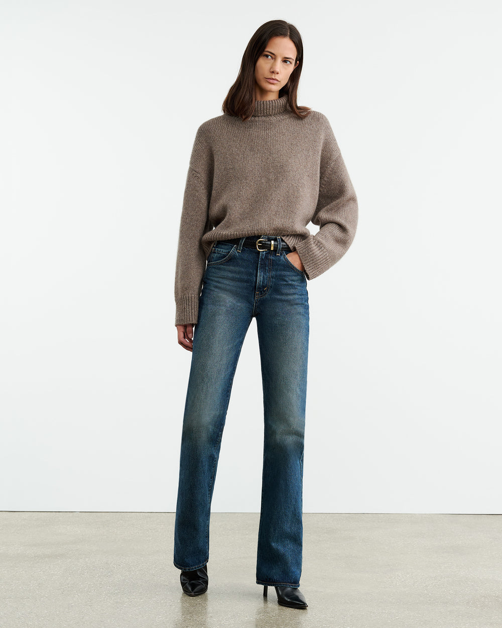 TABITHA CASHMERE SWEATER IN PEAT MELANGE