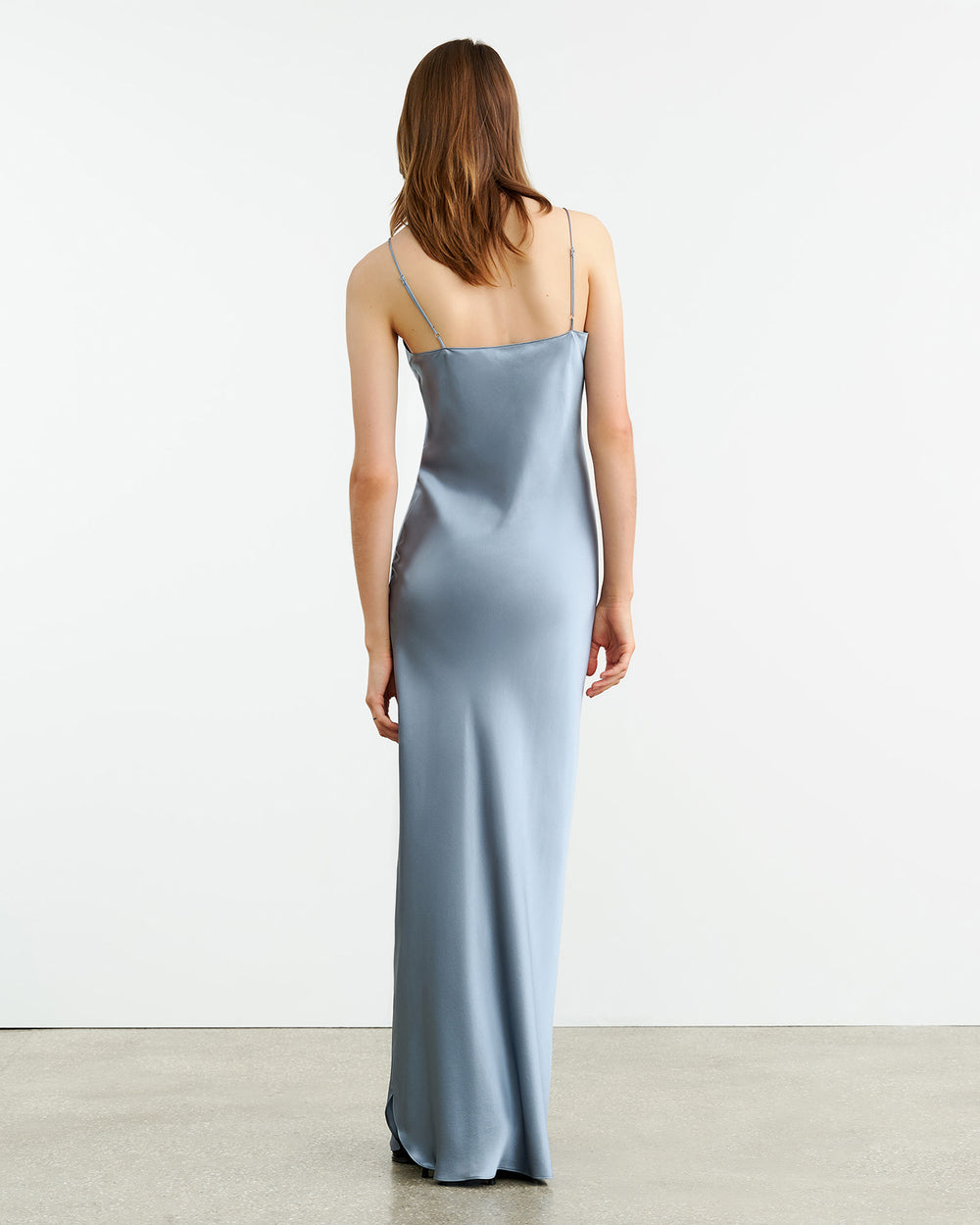 CAMI SILK GOWN IN VINTAGE BLUE