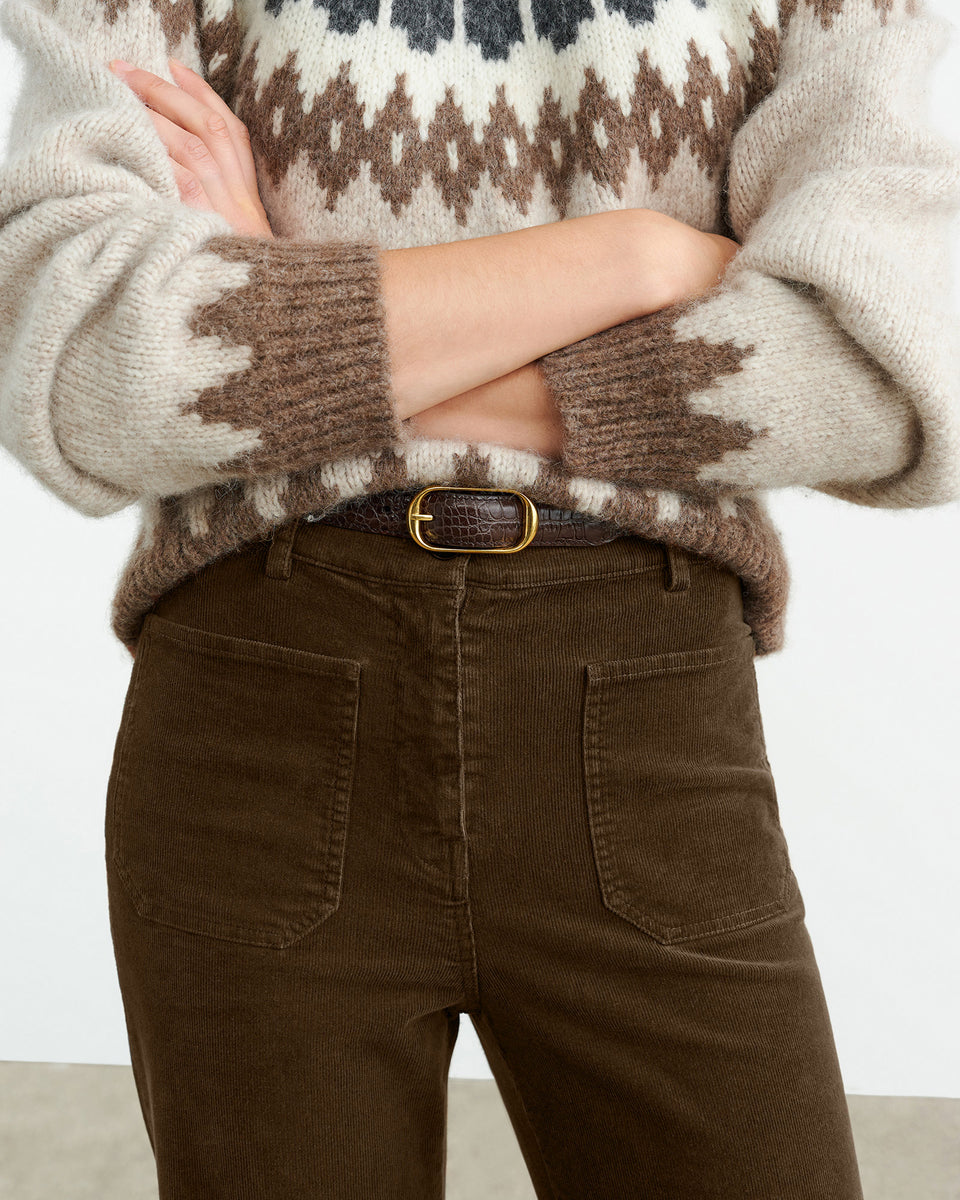 FLORENCE CORDUROY PANT IN CIGAR BROWN
