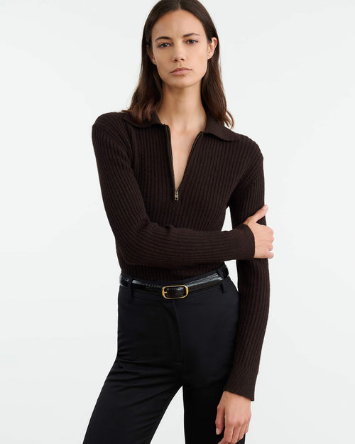 BRAXTON SWEATER IN DARK BROWN