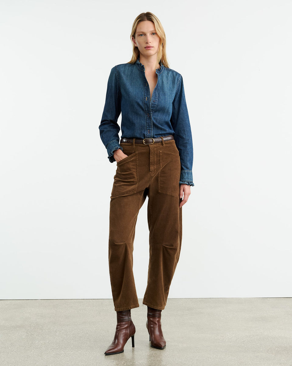 SHON CORDUROY PANT IN CIGAR BROWN