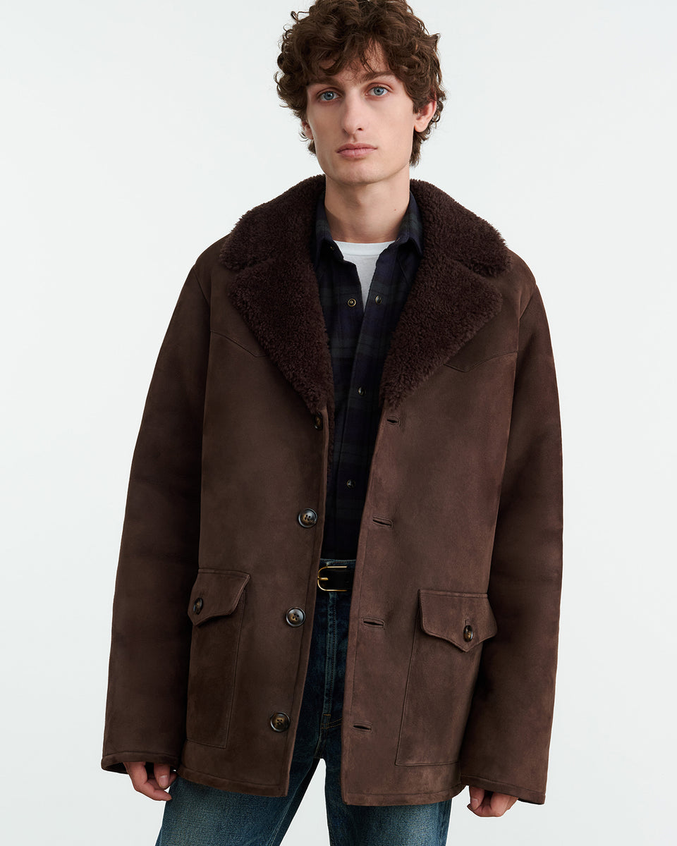 GOSHEN SHEARLING COAT IN ESPRESSO