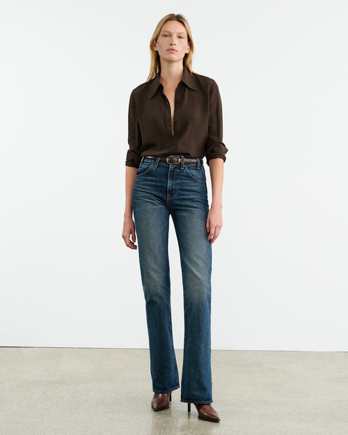 SIMONE SILK SHIRT IN DARK BROWN