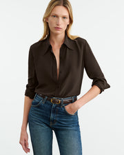 SIMONE SILK SHIRT IN DARK BROWN