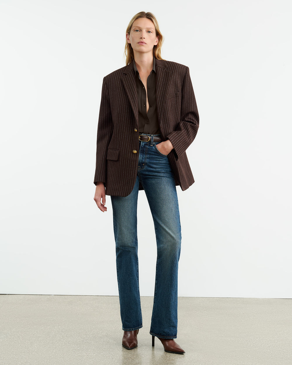 SIMONE SILK SHIRT IN DARK BROWN