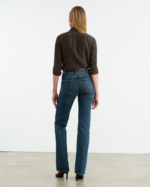 SIMONE SILK SHIRT IN DARK BROWN