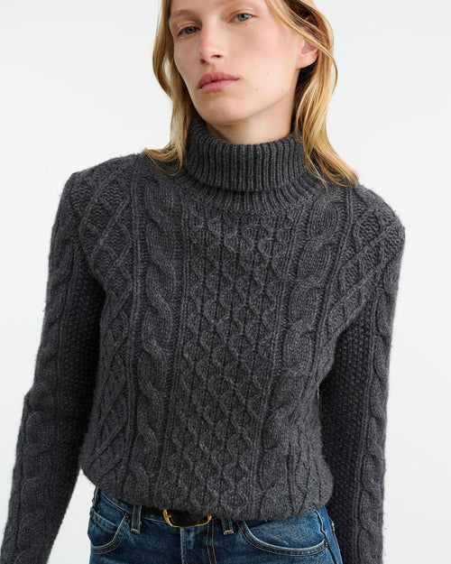 ANDRINA SWEATER IN DARK GREY MELANGE