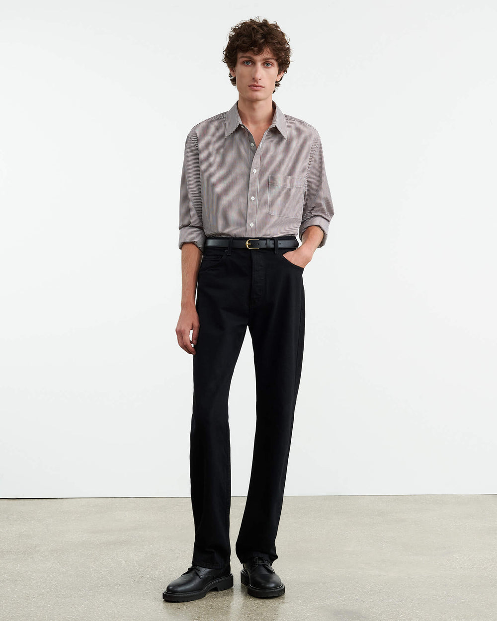 FINN SHIRT IN MINI BROWN STRIPE