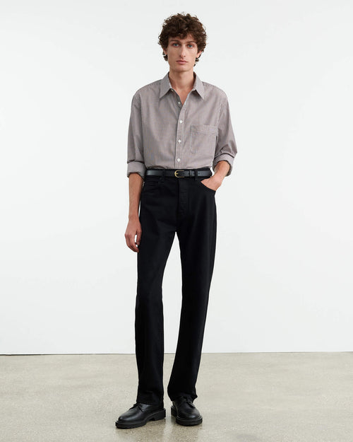 FINN SHIRT IN MINI BROWN STRIPE