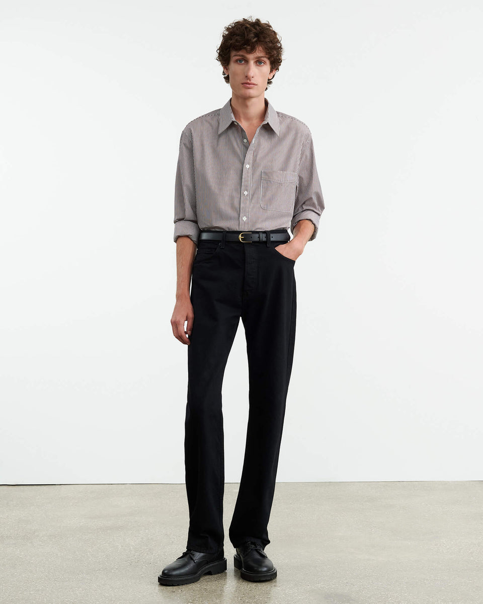 FINN SHIRT IN MINI BROWN STRIPE