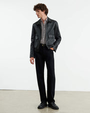 FINN SHIRT IN MINI BROWN STRIPE