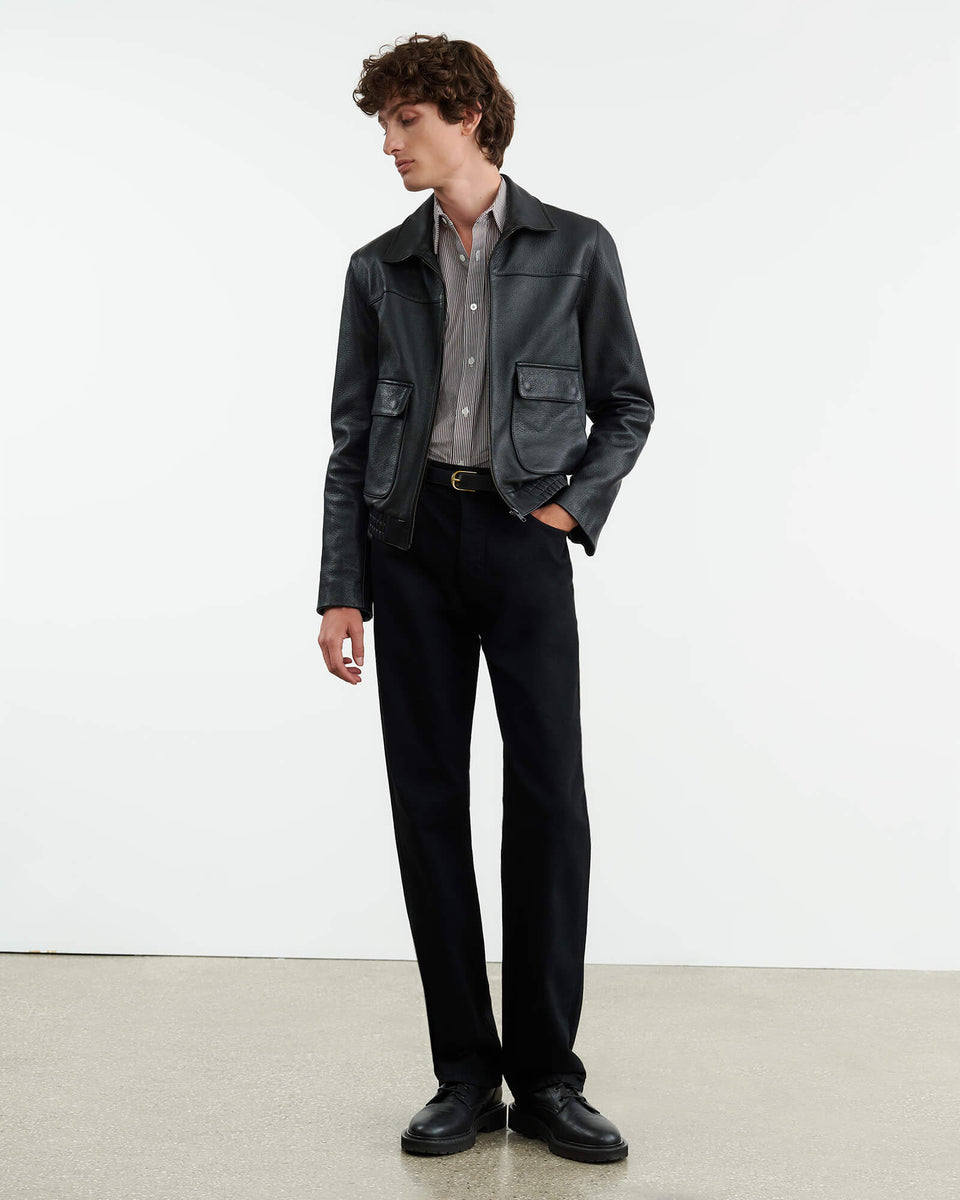 FINN SHIRT IN MINI BROWN STRIPE