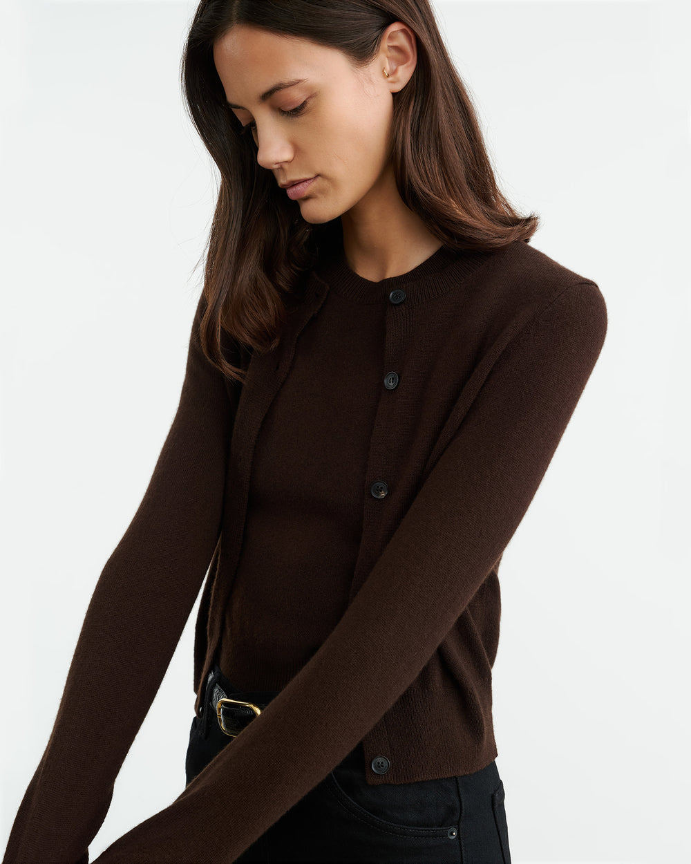 MARCH CASHMERE CARDIGAN IN ESPRESSO