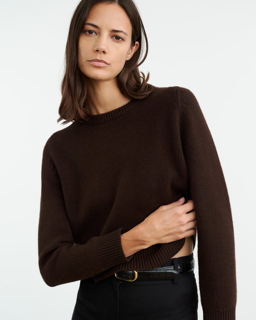 POPPY CASHMERE SWEATER IN ESPRESSO