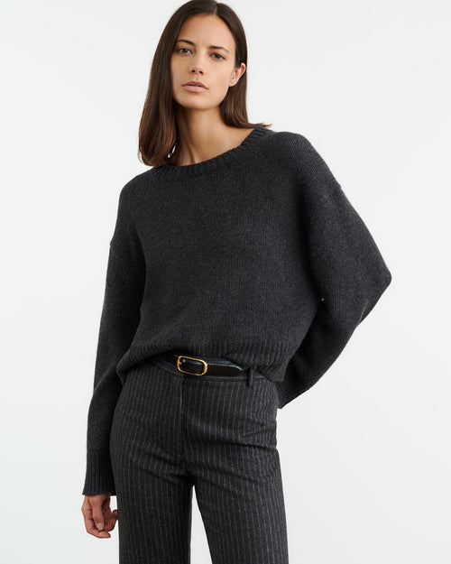 HAISLEY SWEATER IN DARK CHARCOAL MELANGE