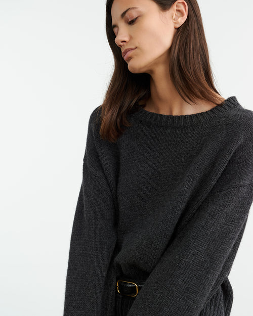 HAISLEY SWEATER IN DARK CHARCOAL MELANGE