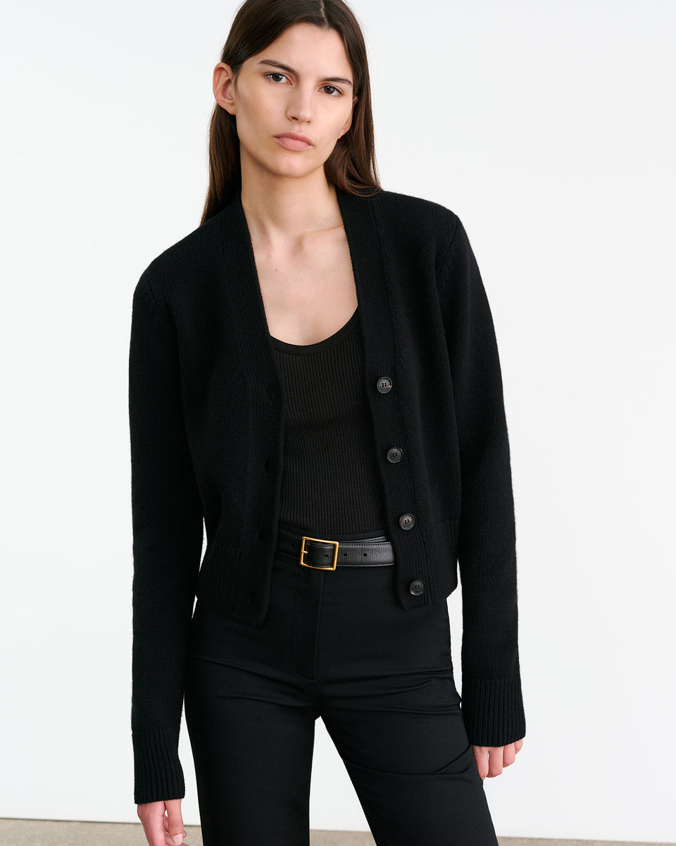 CHARMAINE CASHMERE CARDIGAN IN BLACK