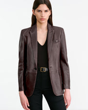 BELMONDE LEATHER TAILORED JACKET IN BORDEAUX
