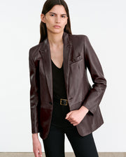 BELMONDE LEATHER TAILORED JACKET IN BORDEAUX