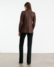 BELMONDE LEATHER TAILORED JACKET IN BORDEAUX