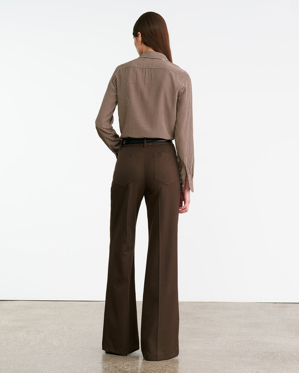 GAIA SILK SHIRT IN CHOCOLATE STRIPES