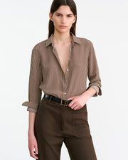 GAIA SILK SHIRT IN CHOCOLATE STRIPES