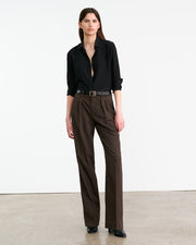 ALPHONSE WOOL PANT IN CHOCOLATE BROWN