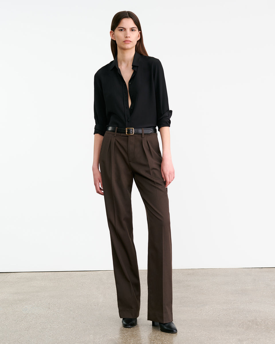 ALPHONSE WOOL PANT IN CHOCOLATE BROWN