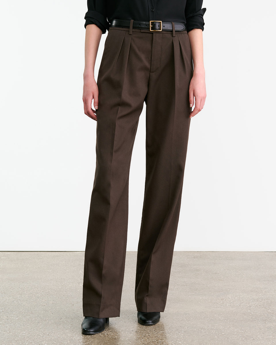 ALPHONSE WOOL PANT IN CHOCOLATE BROWN