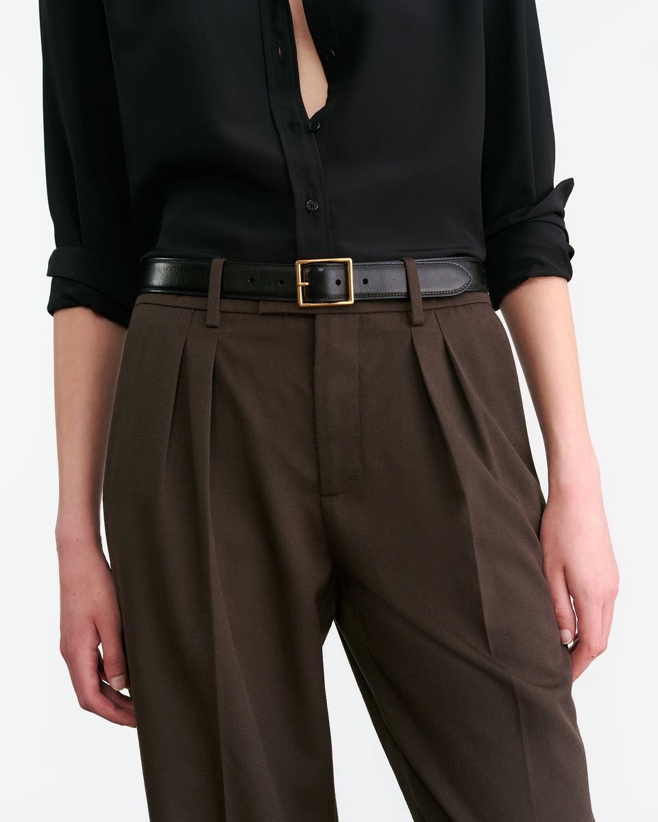 ALPHONSE WOOL PANT IN CHOCOLATE BROWN