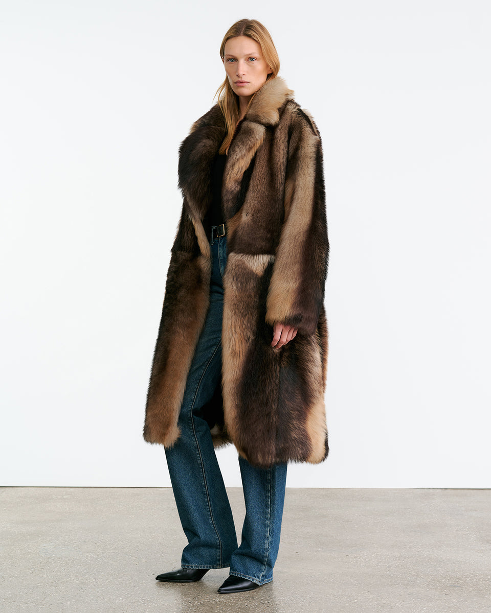 INGRID SHEARLING COAT IN BROWN