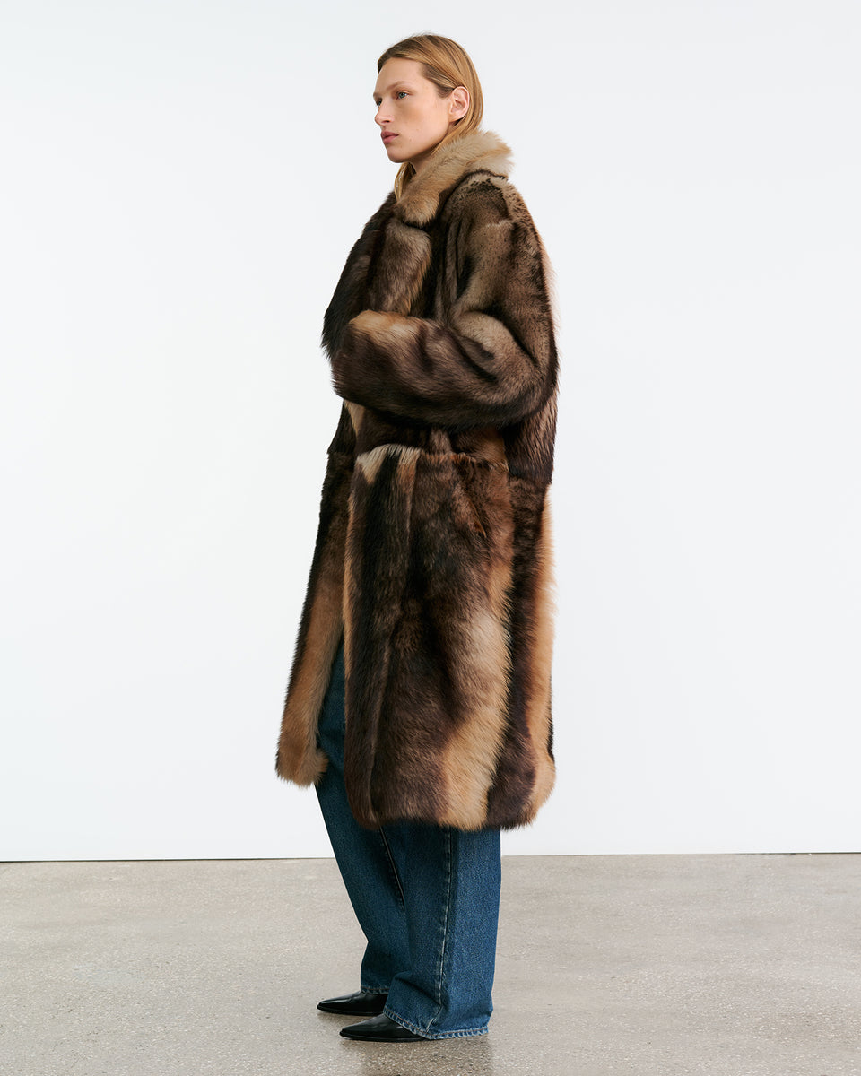INGRID SHEARLING COAT IN BROWN