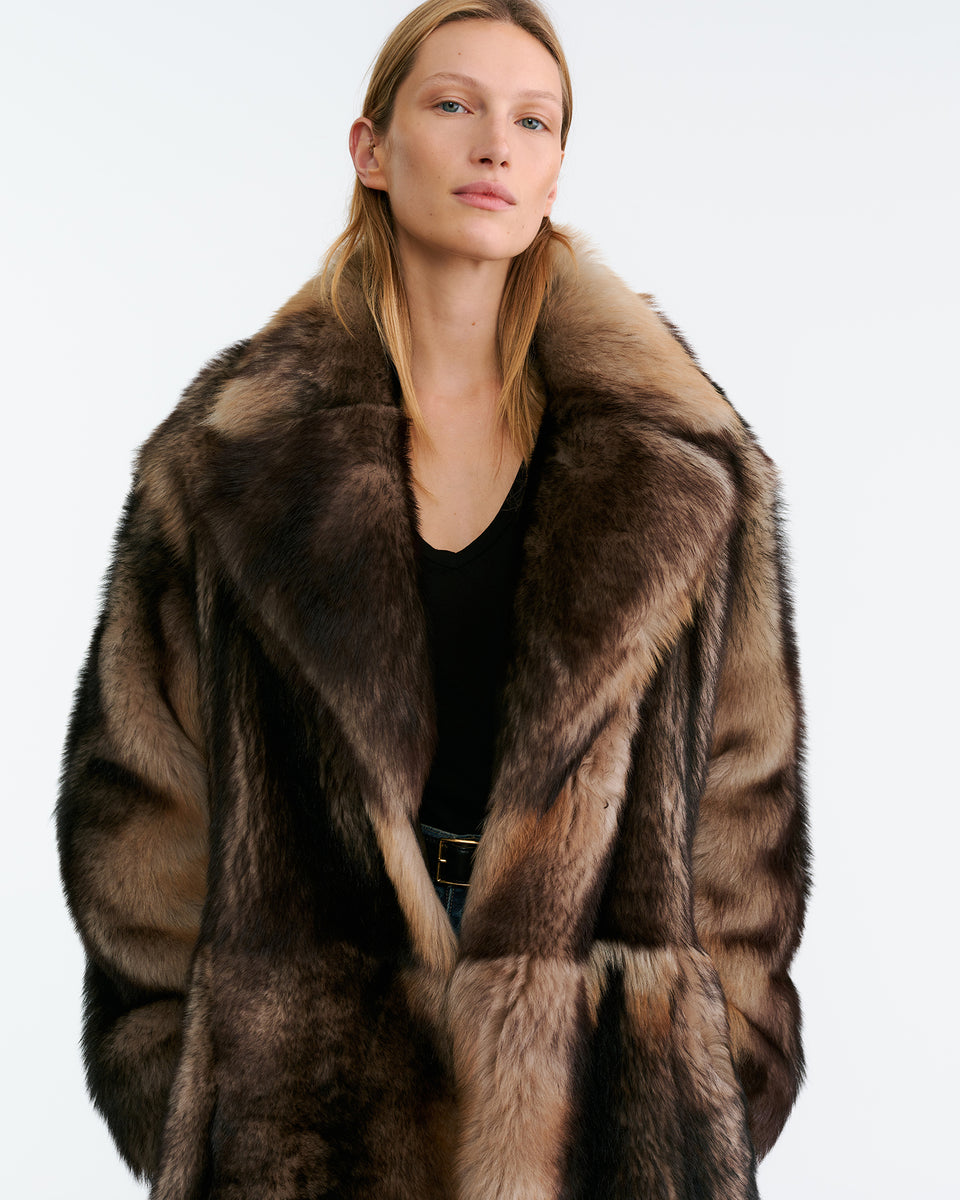 INGRID SHEARLING COAT IN BROWN
