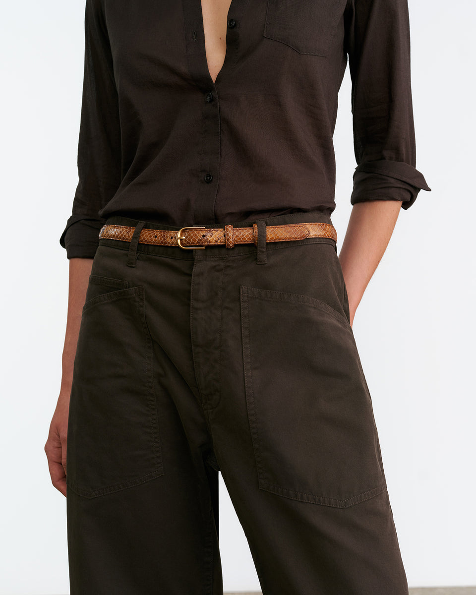 JANE BELT IN CAMEL SNAKESKIN W/ ANTIQUE GOLD