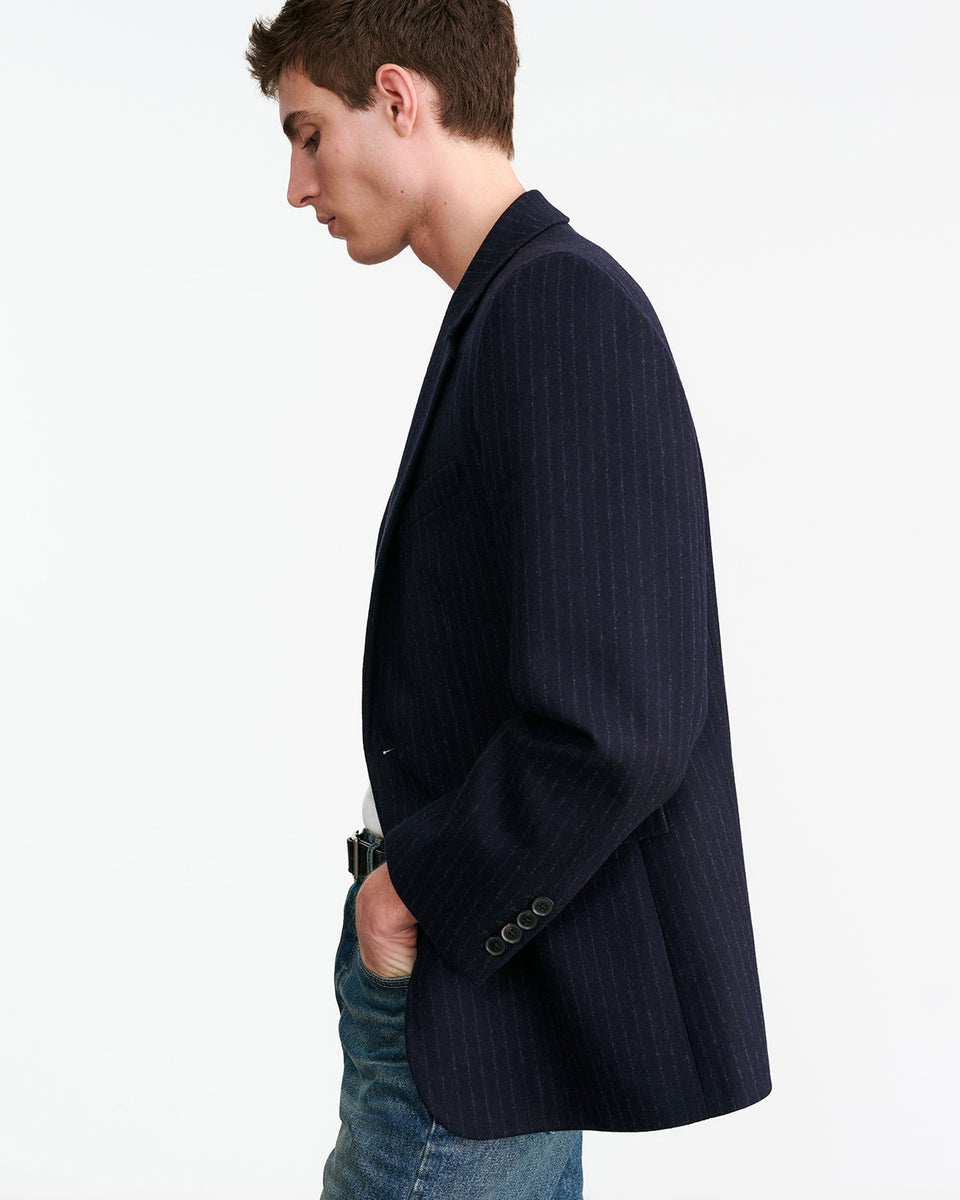 ROY BLAZER IN MIDNIGHT PINSTRIPES