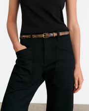 JANE BELT IN BROWN SNAKESKIN W/ ANTIQUE GOLD