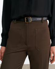 CHRISTOPHE WOOL PANT IN CHOCOLATE BROWN