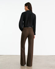 CHRISTOPHE WOOL PANT IN CHOCOLATE BROWN