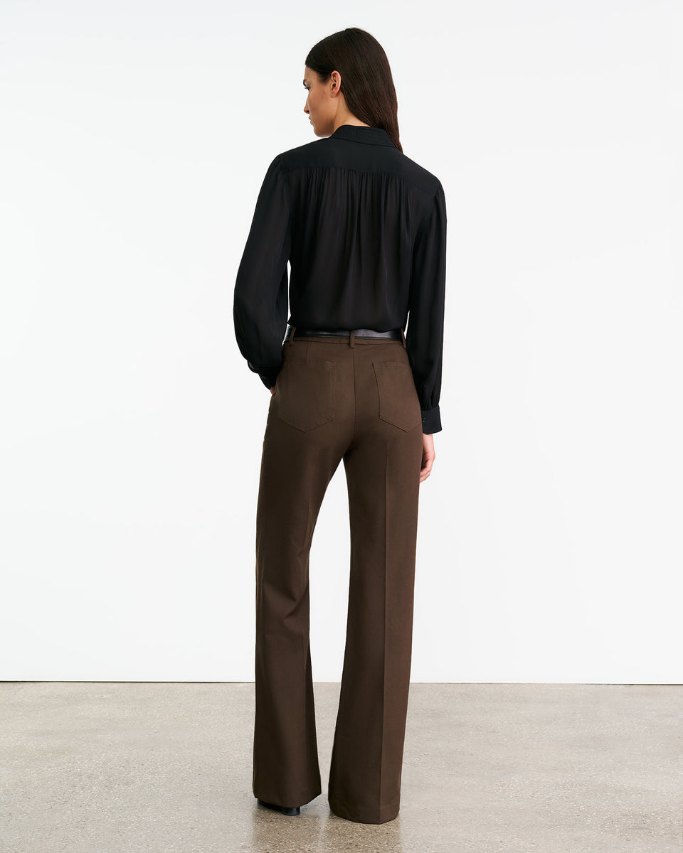 CHRISTOPHE WOOL PANT IN CHOCOLATE BROWN