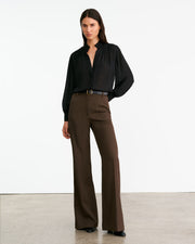 CHRISTOPHE WOOL PANT IN CHOCOLATE BROWN