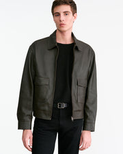 MAJORCA LEATHER JACKET IN DARK MOSS