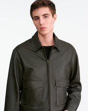 MAJORCA LEATHER JACKET IN DARK MOSS