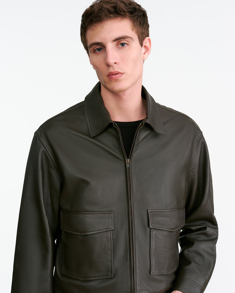 MAJORCA LEATHER JACKET IN DARK MOSS