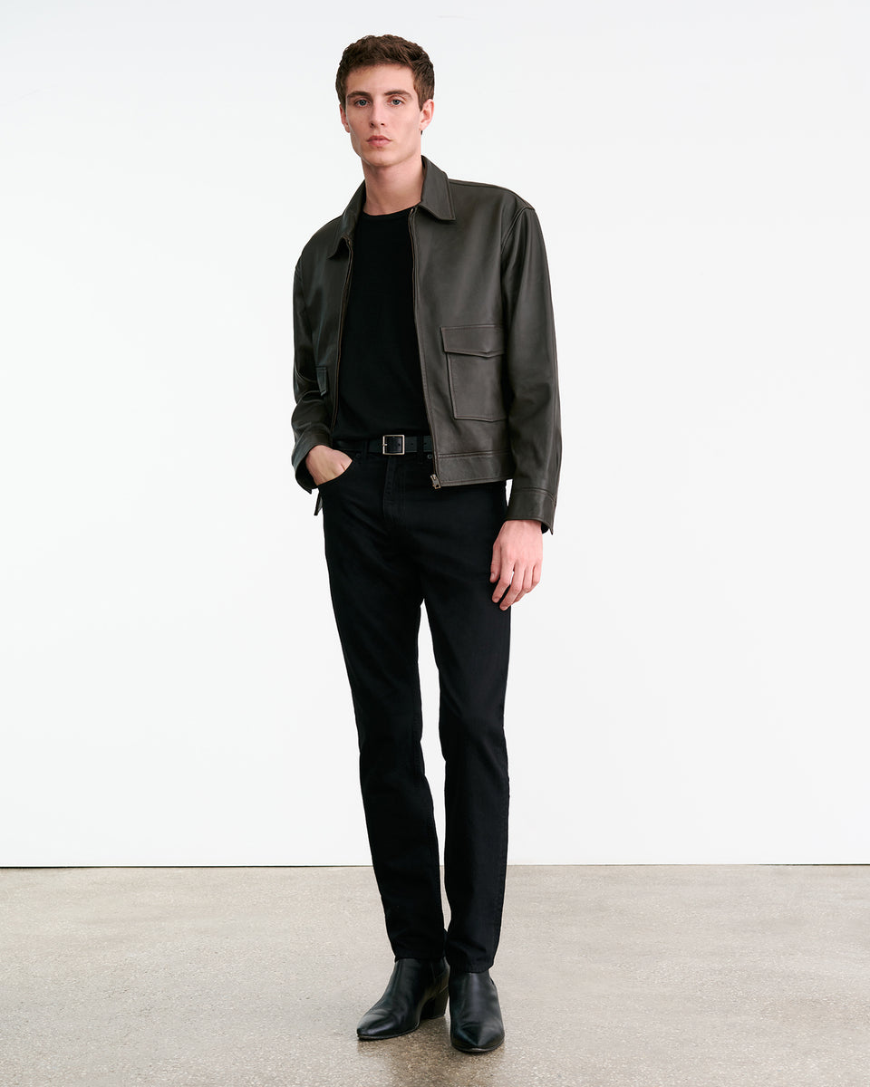 MAJORCA LEATHER JACKET IN DARK MOSS