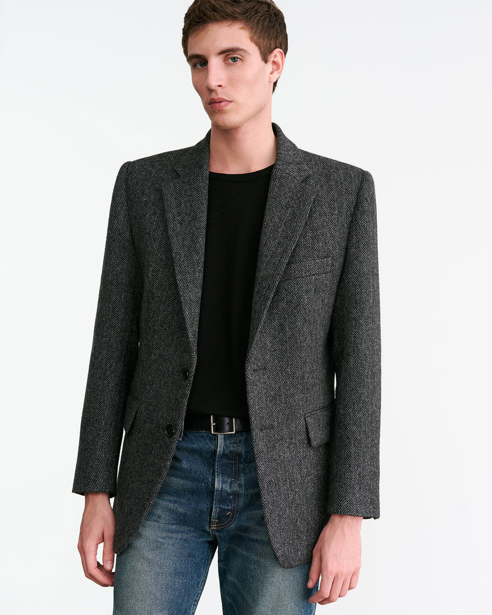 ROY BLAZER IN CHARCOAL HERRINGBONE