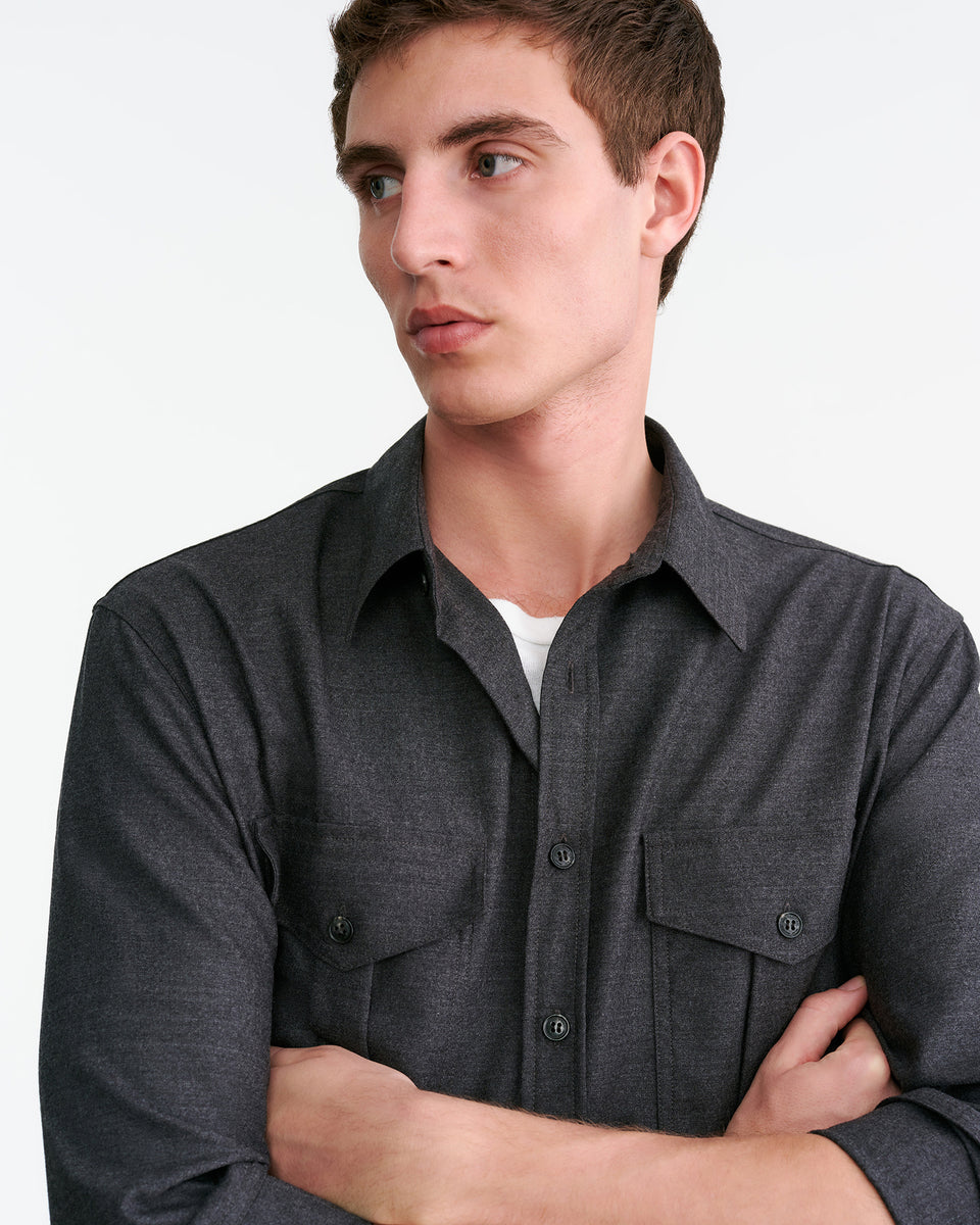 CHRISTOPHE SHIRT IN CHARCOAL MELANGE
