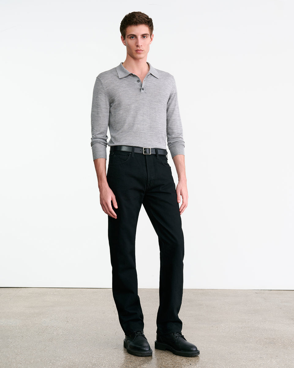 LUDO POLO SWEATER IN MEDIUM GREY MELANGE