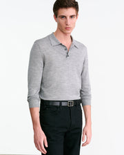 LUDO POLO SWEATER IN MEDIUM GREY MELANGE
