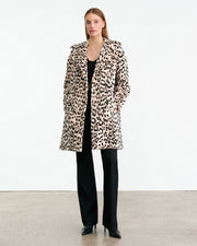 CRYSTAL SHEARLING COAT IN SNOW LEOPARD