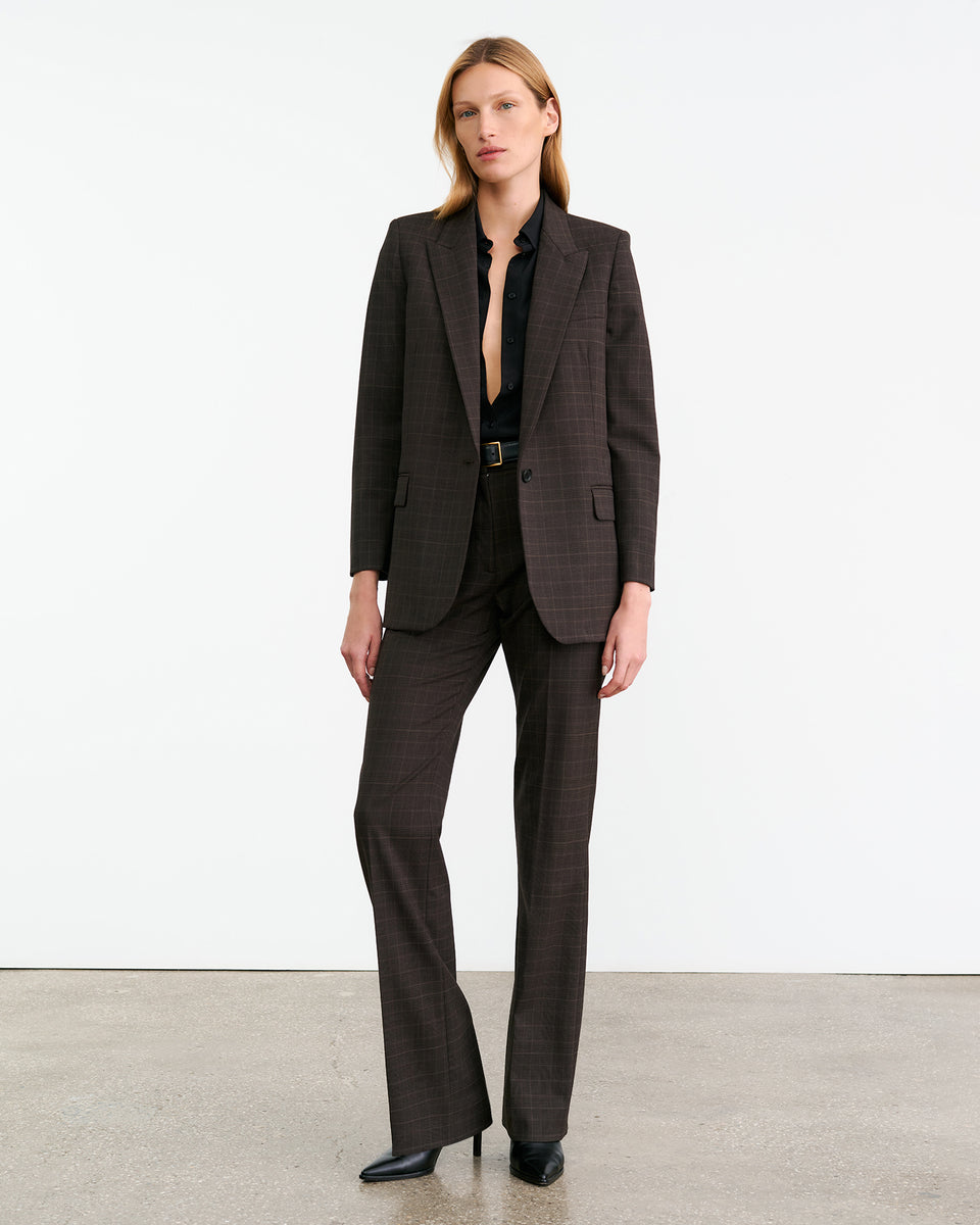 ANABEL TAILORED JACKET IN CIGAR PLAID